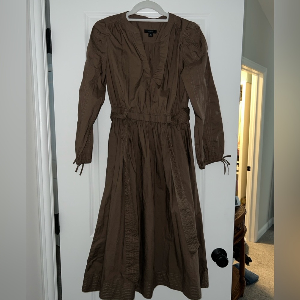 NWOT J. Crew Tie Waist V Neck Midi Dress - Picture 11 of 11